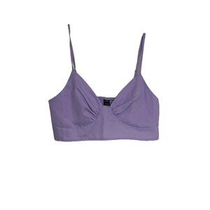 Women’s Shein Lavender Lilac Adjustable Strap Crop Top SZ 8/10 Elastic Back